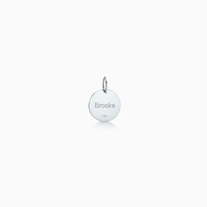 Sandy Steven Engravers Necklaces 12 inch 14k White Gold Diamond Initial Disc Charm Necklace Engravable