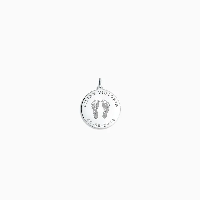 Sandy Steven Engravers Necklaces Custom Engraved 78 inch Sterling Silver Baby Footprint Charm Pendant Sandy Steven Engravers Necklaces Custom Engraved 78 inch Sterling Silver Baby Footprint Charm Pendant