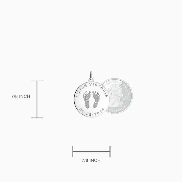 Sandy Steven Engravers Necklaces Custom Engraved 78 inch Sterling Silver Baby Footprint Charm Pendant