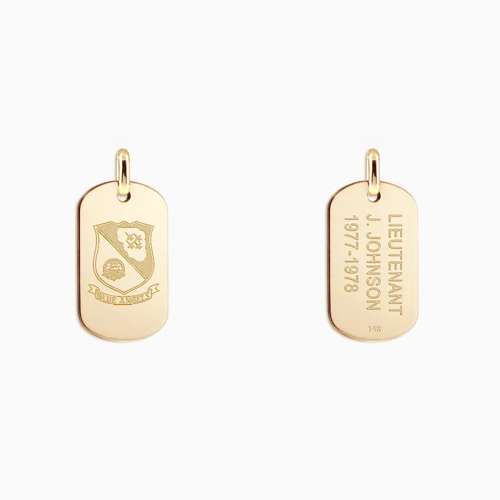 Sandy Steven Engravers Necklaces Engravable Mens FlatEdge 14k Gold Double Dog Tag Necklace with Bead Chain Medium