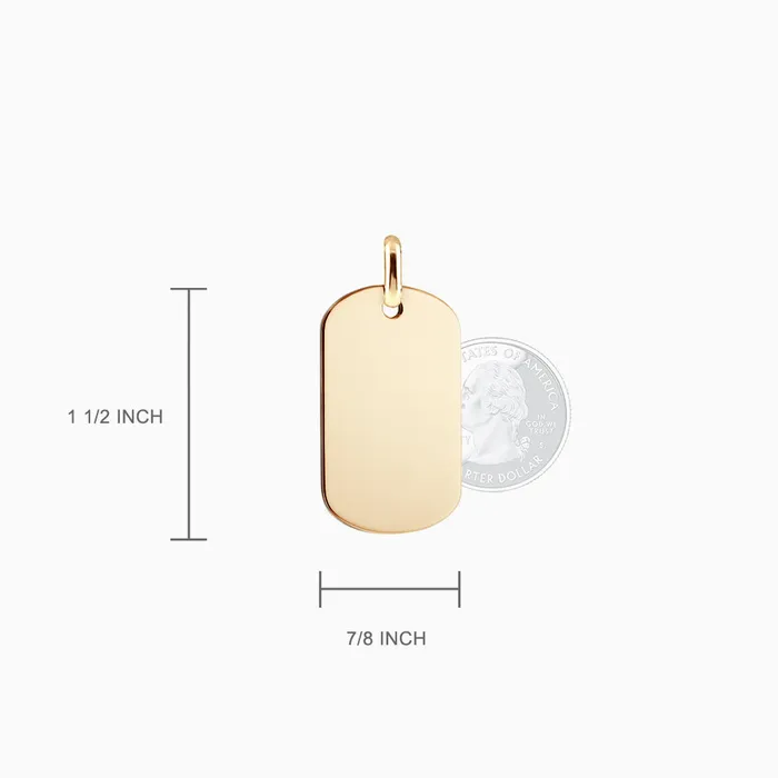 Sandy Steven Engravers Necklaces Engravable Mens FlatEdge 14k Gold Double Dog Tag Necklace with Bead Chain Medium