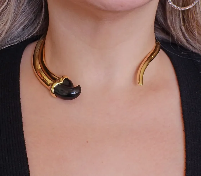Tiffany Co Necklaces Tiffany Co Elsa Peretti Black Jade Gold Necklace