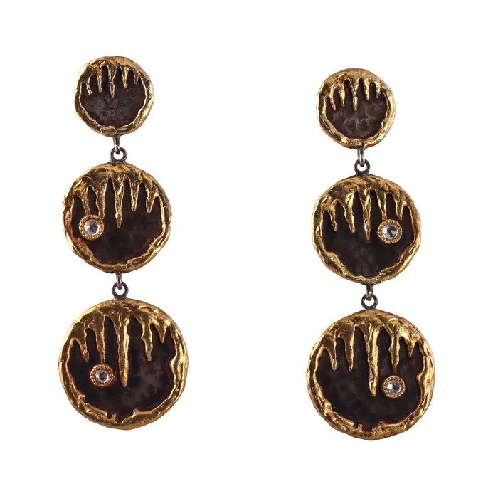 Victor Velyan Gold Silver Diamond Drop Earrings Victor Velyan Earrings