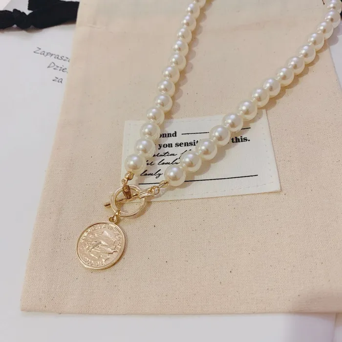 Vintage Coin Baroque Pearl Necklace UrbanVinta Necklaces Vintage Coin Baroque Pearl Necklace UrbanVinta Necklaces
