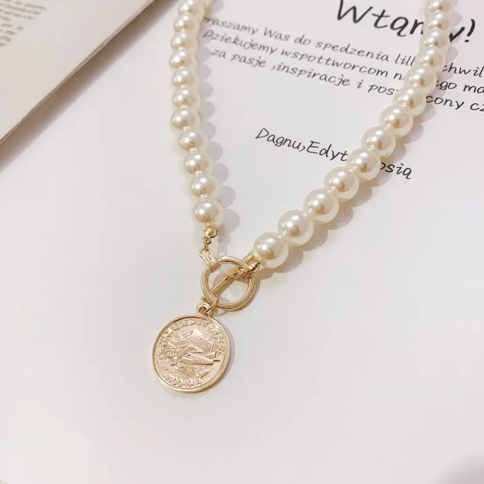 Vintage Coin Baroque Pearl Necklace UrbanVinta Necklaces Vintage Coin Baroque Pearl Necklace UrbanVinta Necklaces