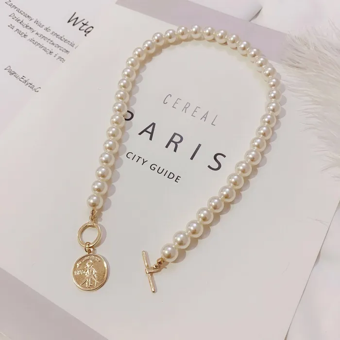 Vintage Coin Baroque Pearl Necklace UrbanVinta Necklaces Vintage Coin Baroque Pearl Necklace UrbanVinta Necklaces